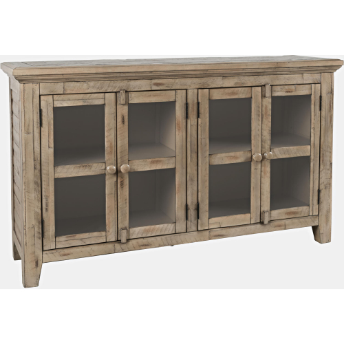 Rustic Shores 54" Credenza Cabinet in Distressed Grey Wood